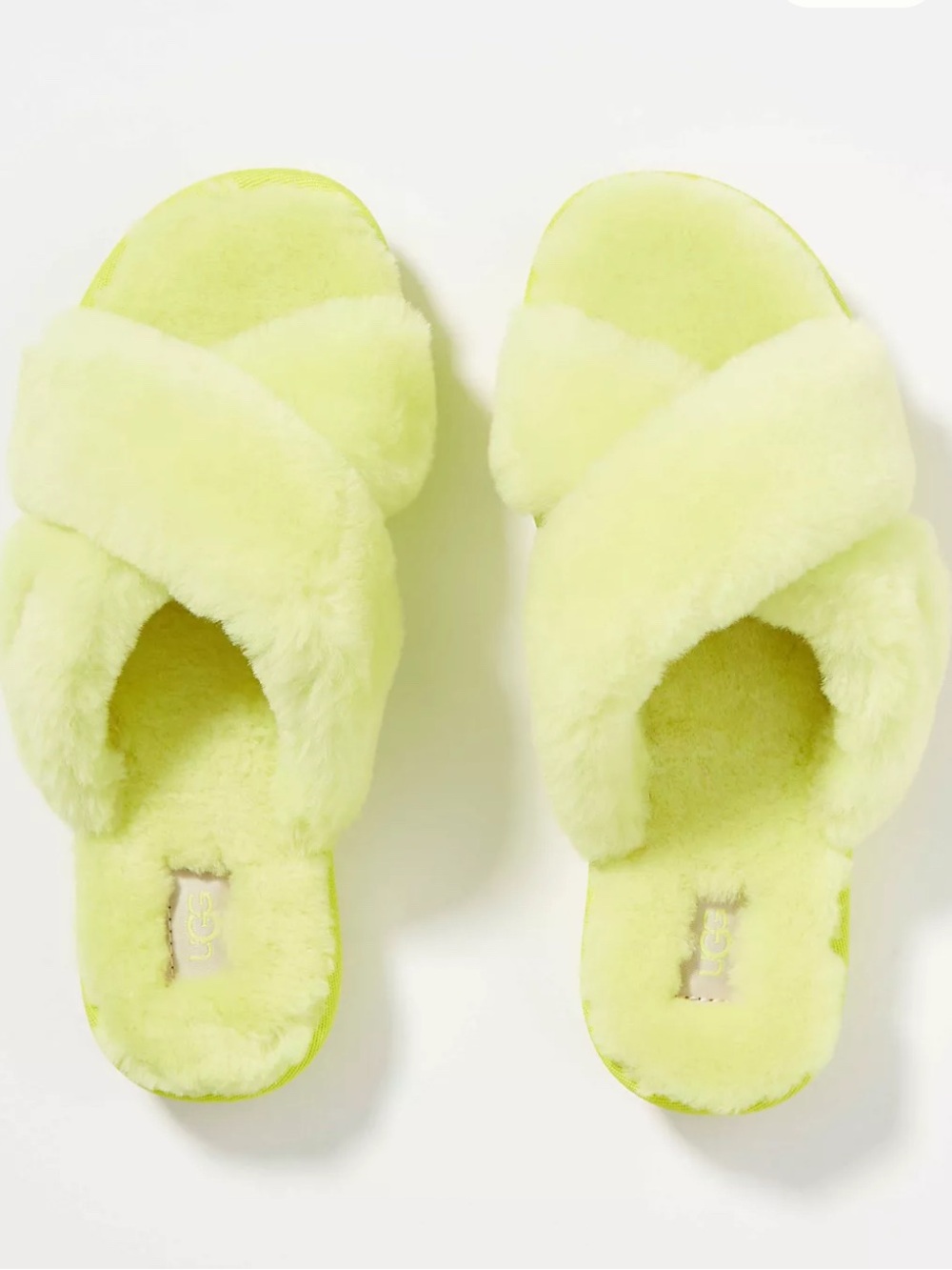 UGG x Anthropologie Fuzzette Slippers in Sulfur - Size 10 Neon yellow
